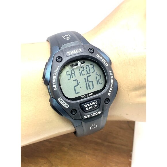 Timex Men's Watch T5H591 Ironman Quartz Digital Indiglo Black Rubber Band 38mm - Picture 12 of 15